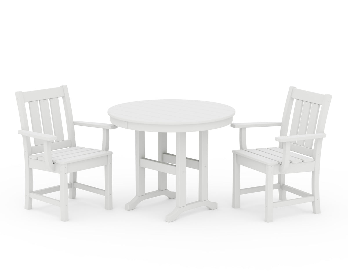 POLYWOOD Oxford 3-Piece Farmhouse Dining Set in White