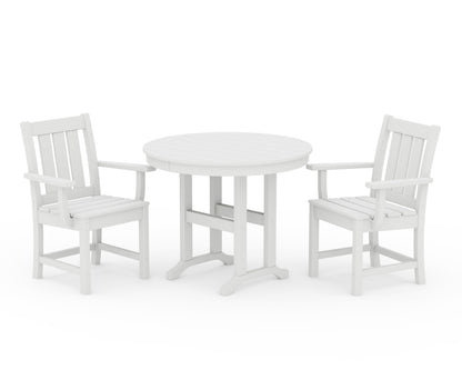POLYWOOD Oxford 3-Piece Farmhouse Dining Set in White