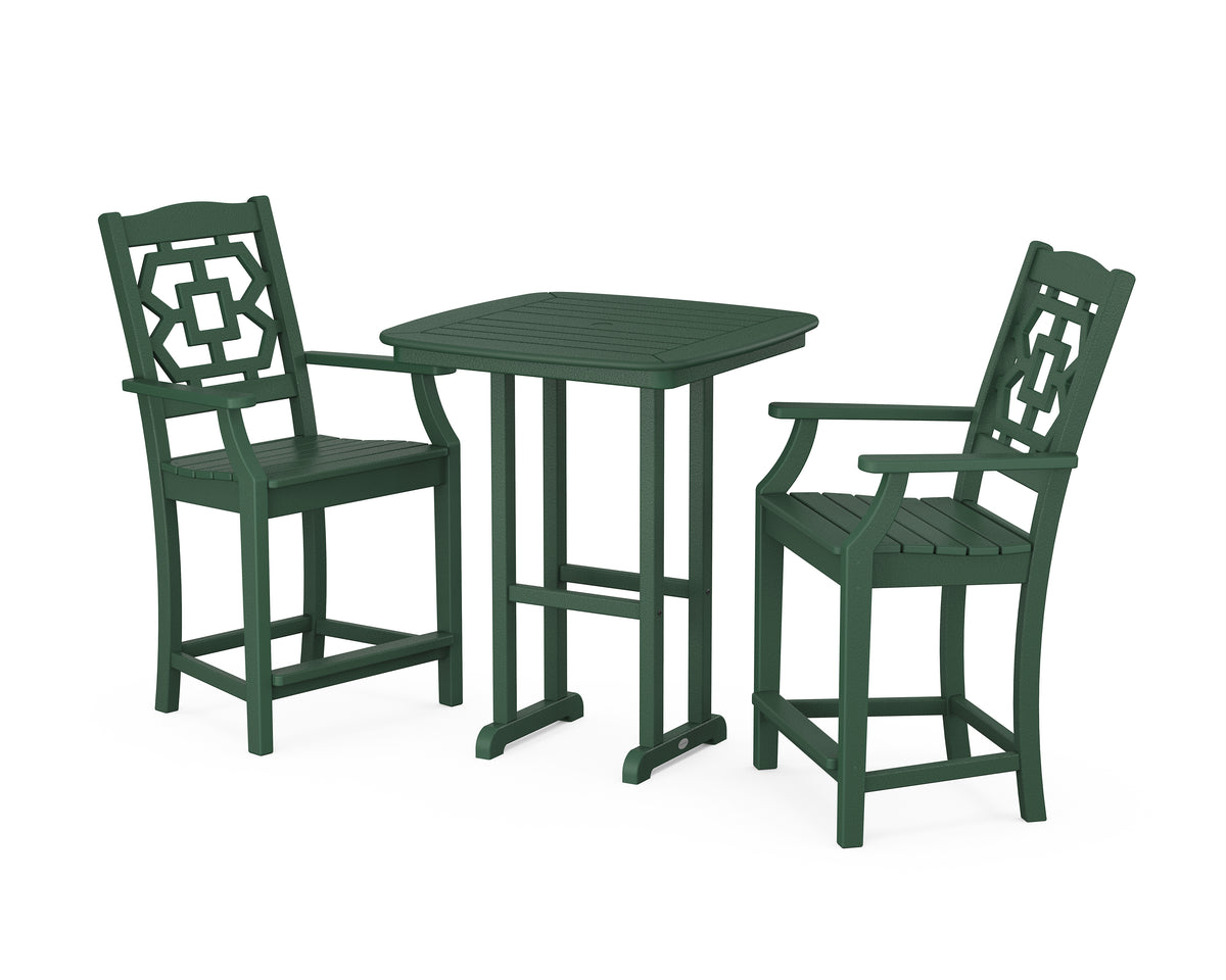 POLYWOOD Chinoiserie 3-Piece Counter Set in Green