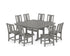 POLYWOOD Prairie Side Chair 9-Piece Square Dining Set with Trestle Legs in Slate Grey