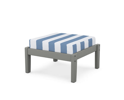 POLYWOOD Deep Seating Ottoman in Slate Grey / Cabana Stripe Sky Blue