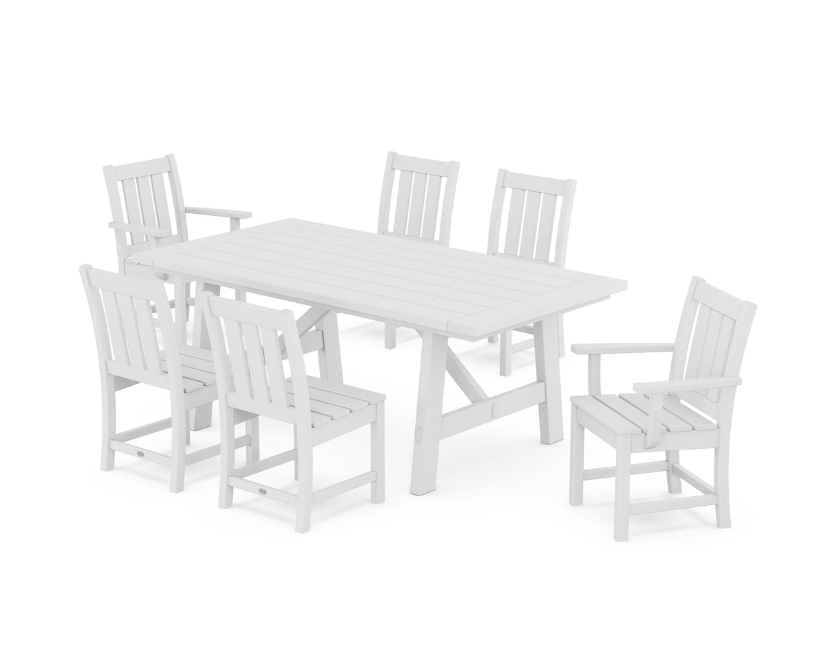 POLYWOOD Oxford 7-Piece Rustic Farmhouse Dining Set in White