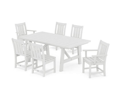 POLYWOOD Oxford 7-Piece Rustic Farmhouse Dining Set in White