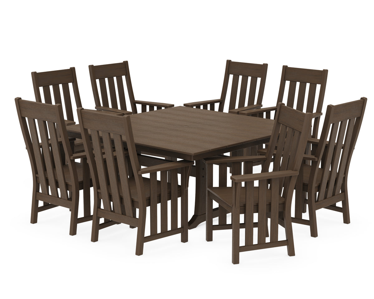 POLYWOOD Acadia 9-Piece Square Farmhouse Dining Set with Trestle Legs in Kona