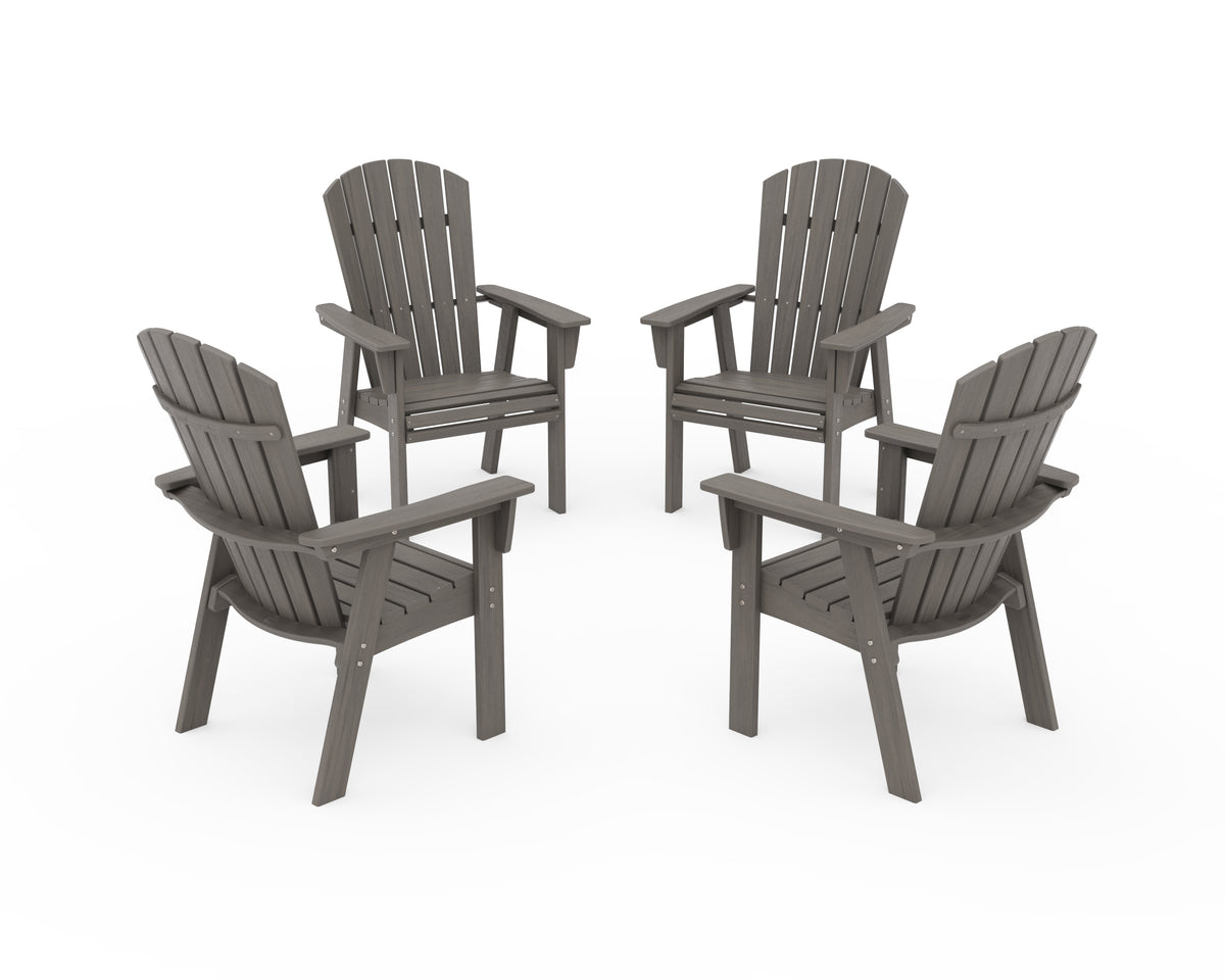 POLYWOOD Nautical 4-Piece Curveback Upright Adirondack Conversation Set in Driftwood