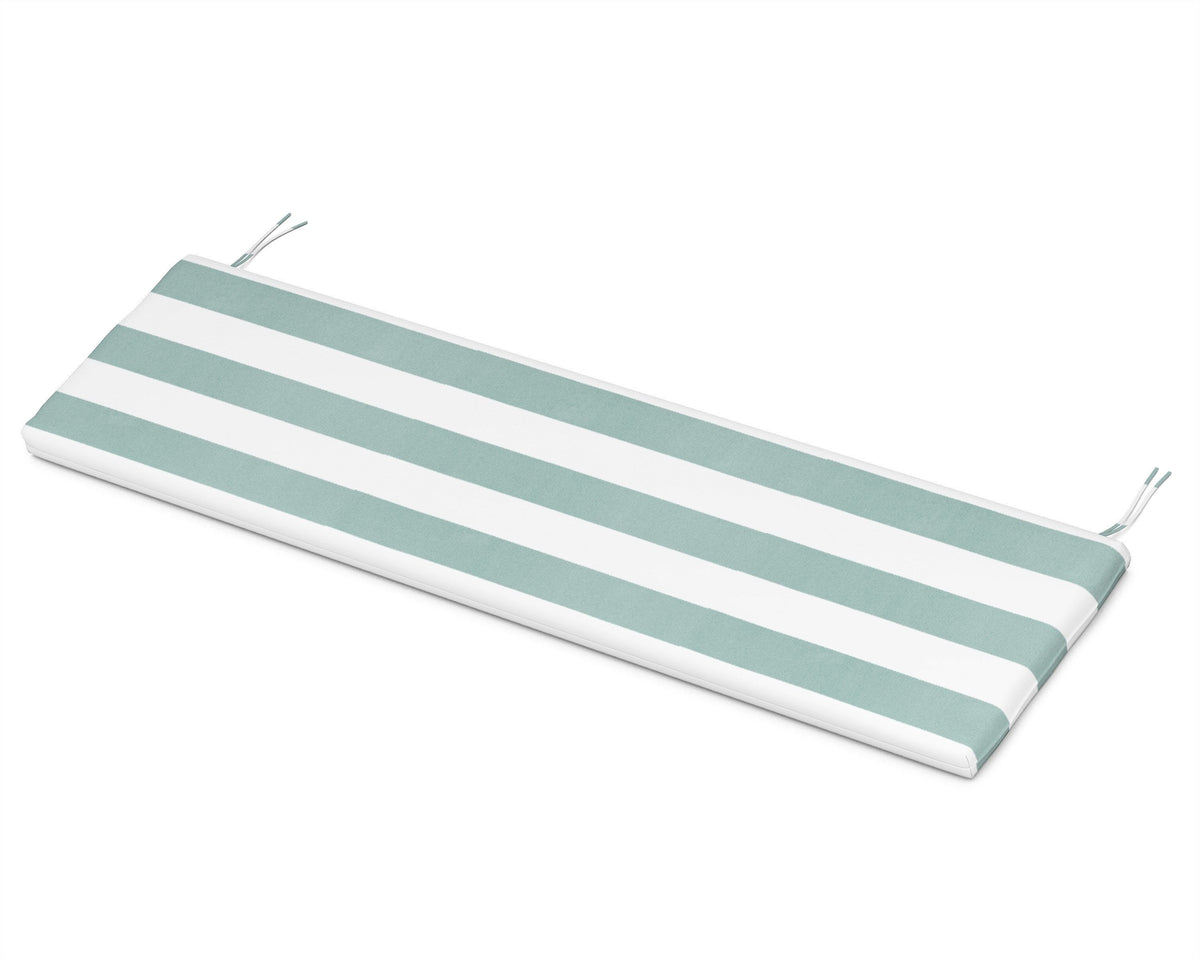 POLYWOOD Bench Seat Cushion - 17.25"D x 68.5"W x 2.5"H in Cabana Stripe Glacier Spa