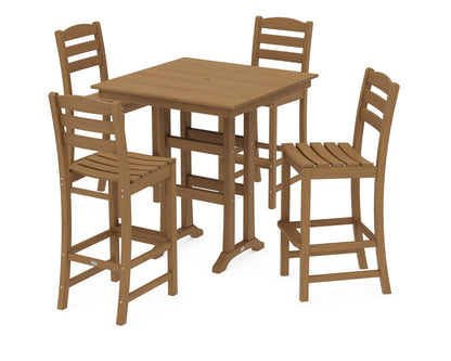 POLYWOOD La Casa Café 5-Piece Farmhouse Trestle Bar Set in Natural