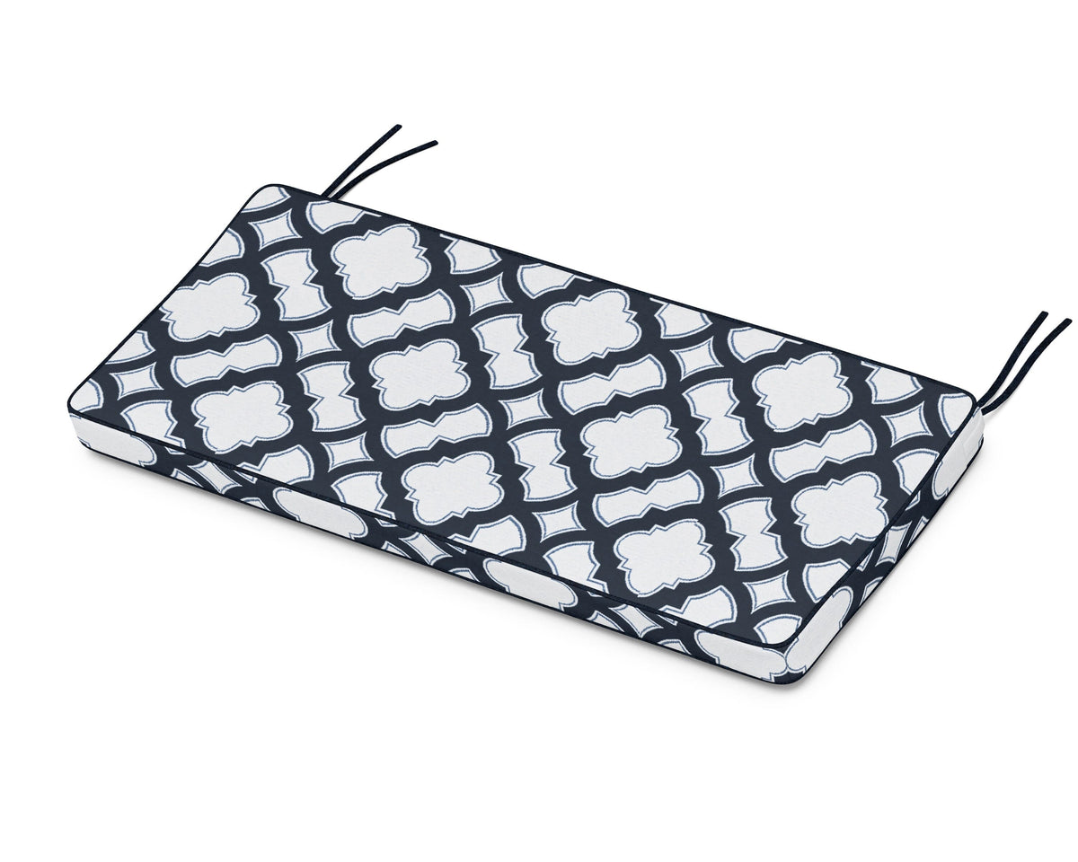 POLYWOOD Chinoiserie 48" Bench Seat Cushion in Trellis Marine Indigo