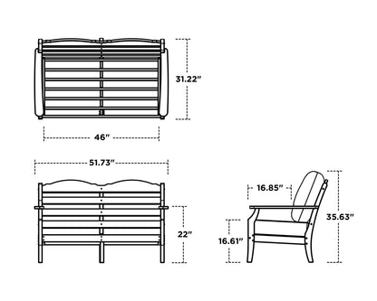 POLYWOOD Savannah Deep Seating Loveseat dimensions