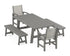 POLYWOOD Coastal 5-Piece Rustic Farmhouse Dining Set With Benches in Slate Grey / Birch