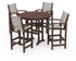 POLYWOOD Coastal 5-Piece Nautical Trestle Bar Set in Mahogany / Birch
