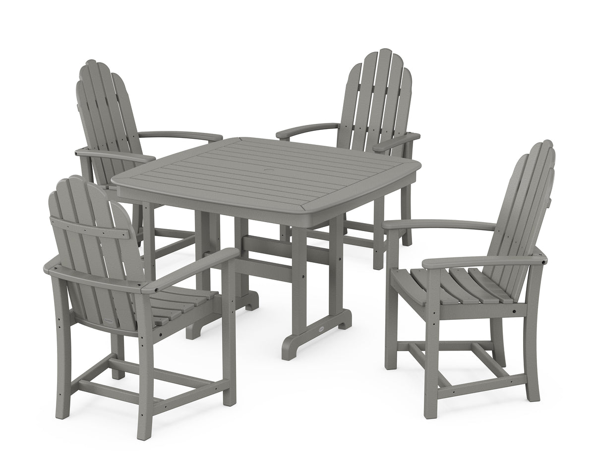 POLYWOOD Classic Adirondack 5-Piece Dining Set with Trestle Legs - 44" Table in Slate Grey