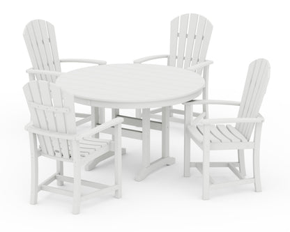 POLYWOOD Palm Coast 5-Piece Round Farmhouse Dining Set in White