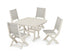 POLYWOOD Coastal Folding Side Chair 5-Piece Dining Set with Nautical 44" Dining Table in Sand / Birch