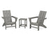 POLYWOOD Modern 3-Piece Adirondack Set with Long Island 18" Side Table in Slate Grey