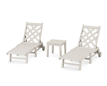 POLYWOOD Wovendale 3-Piece Chaise Set with Wheels in Sand