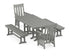 POLYWOOD Acadia 5-Piece Farmhouse Dining Set with Benches in Slate Grey