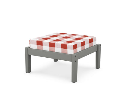 POLYWOOD Deep Seating Ottoman in Slate Grey / Buffalo Plaid Crimson