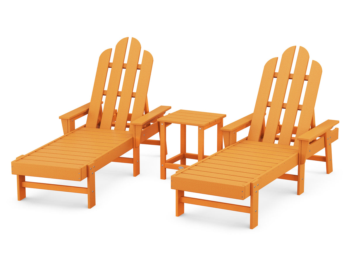 POLYWOOD Long Island Chaise 3-Piece Set in Tangerine