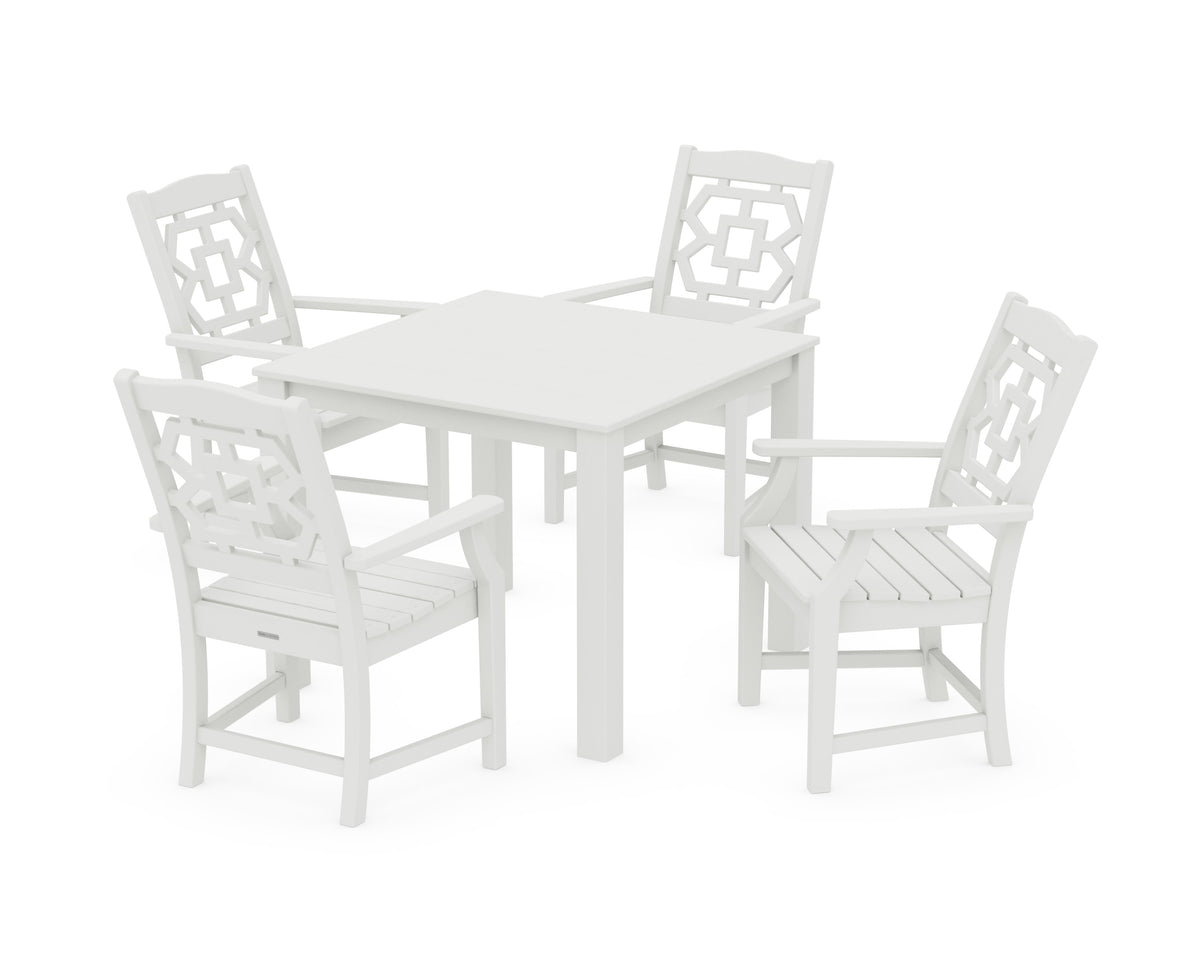 POLYWOOD Chinoiserie 5-Piece Parsons Dining Set in Vintage White