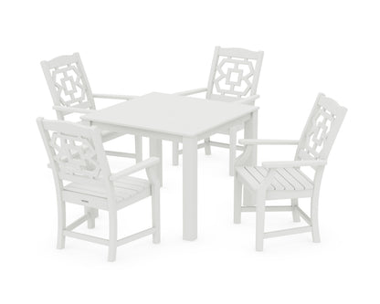 POLYWOOD Chinoiserie 5-Piece Parsons Dining Set in Vintage White