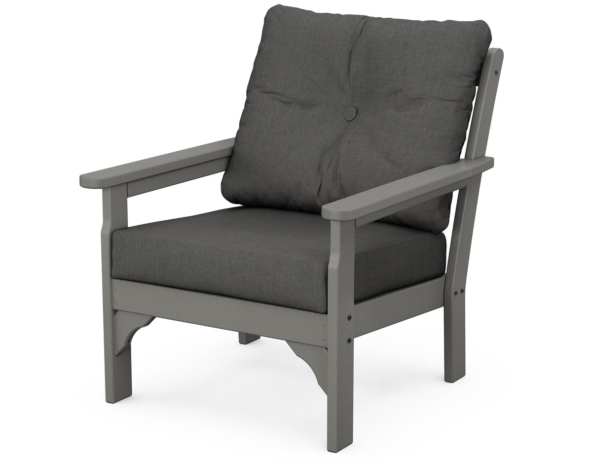 POLYWOOD Vineyard Deep Seating Chair in Slate Grey / Spectrum Carbon