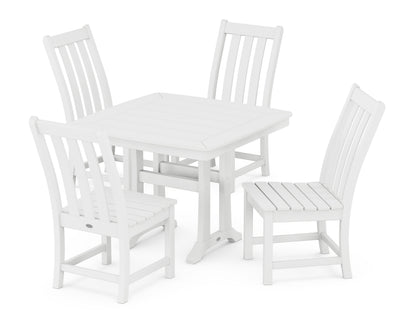 POLYWOOD Vineyard Side Chair 5-Piece Dining Set with Trestle Legs - 37" Table in White