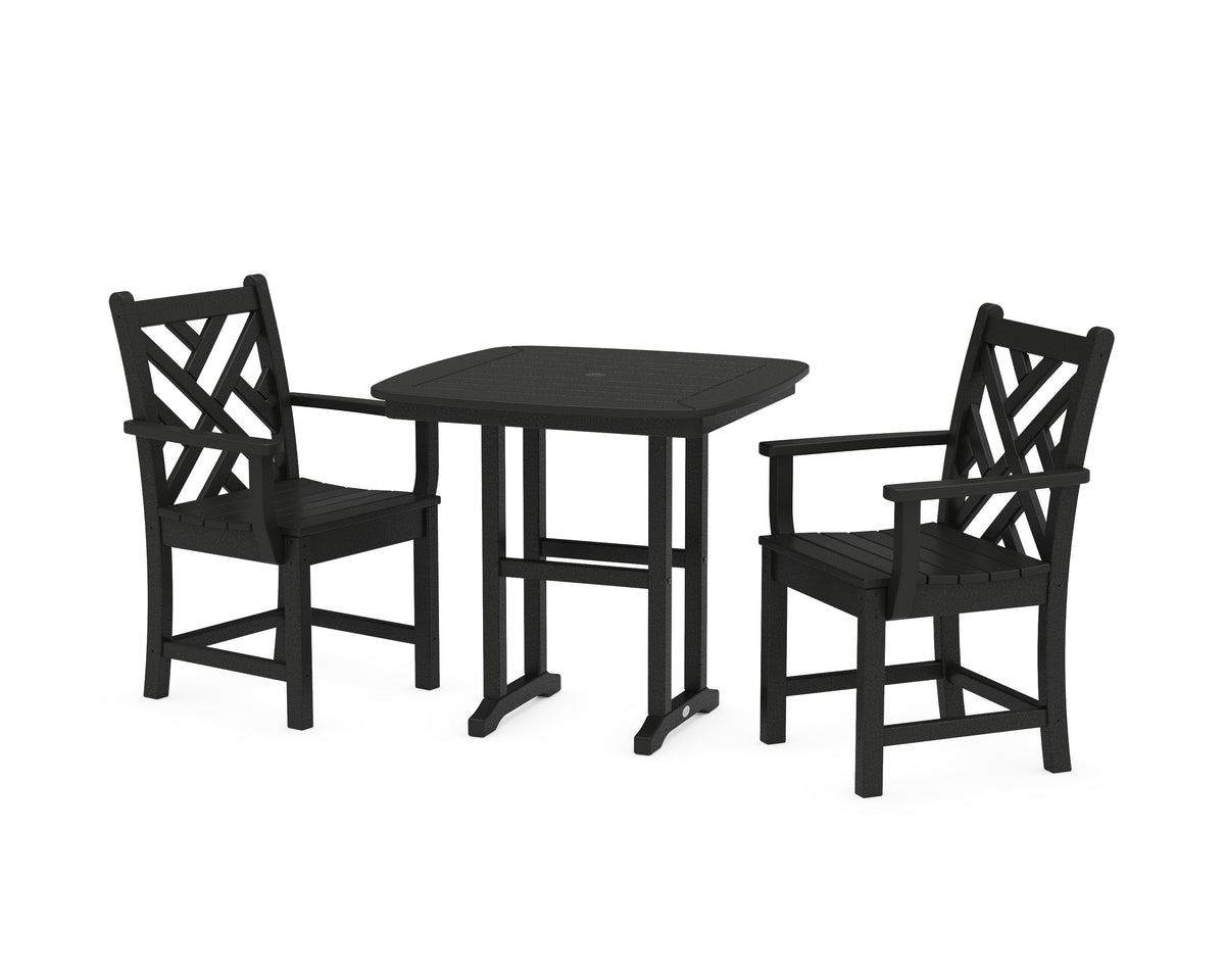 POLYWOOD Chippendale 3-Piece Dining Set in Black