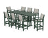 POLYWOOD Coastal 9-Piece Farmhouse Bar Set with Trestle Legs in Green / Birch