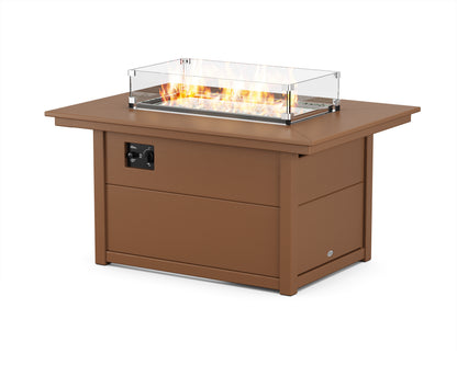 POLYWOOD Rectangle 34"x46" Fire Pit Table in Teak