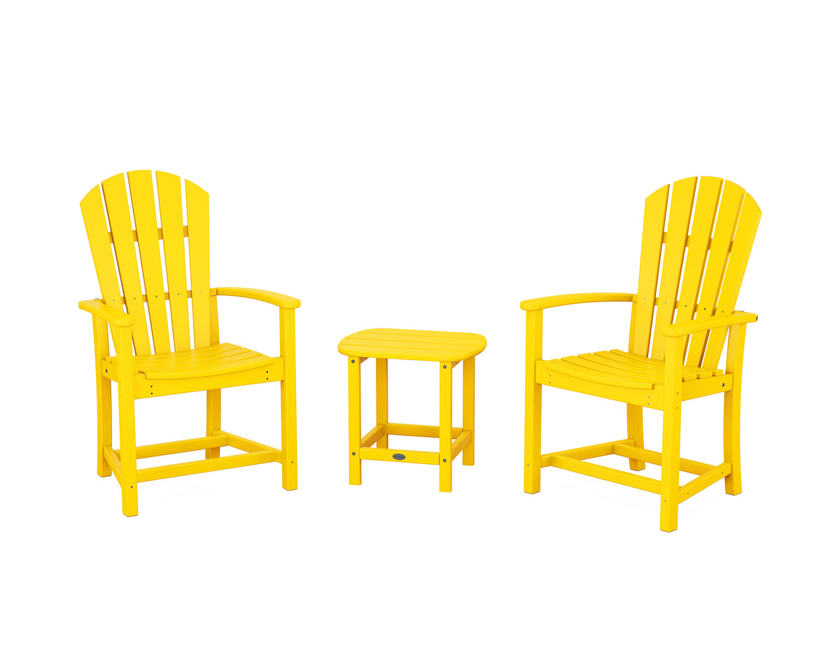 POLYWOOD Palm Coast 3-Piece Upright Adirondack Chair Set in Lemon