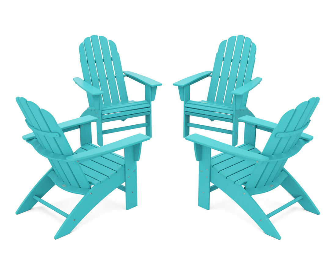 POLYWOOD 4-Piece Vineyard Curveback Adirondack Chair Conversation Set