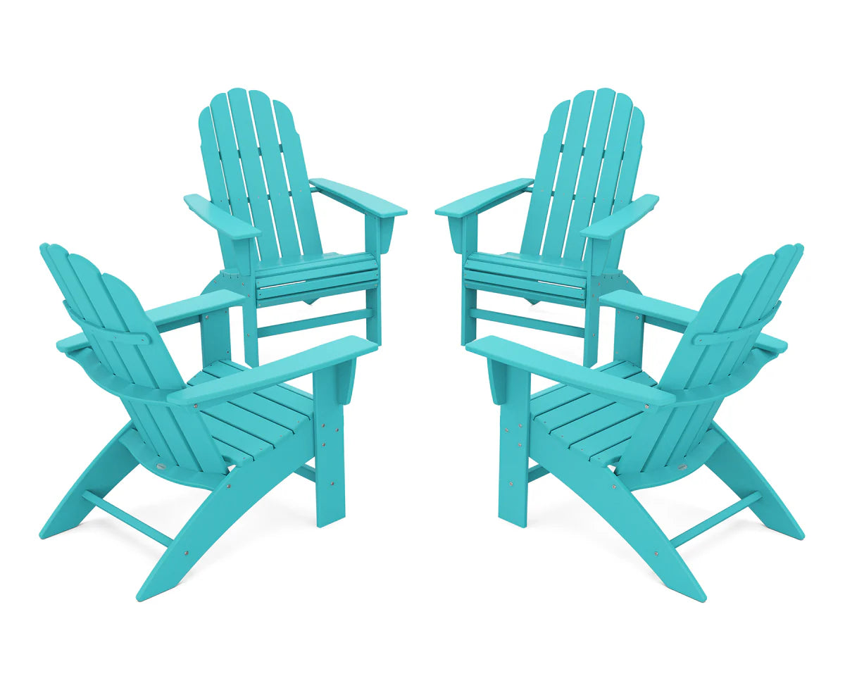 POLYWOOD 4-Piece Vineyard Curveback Adirondack Chair Conversation Set