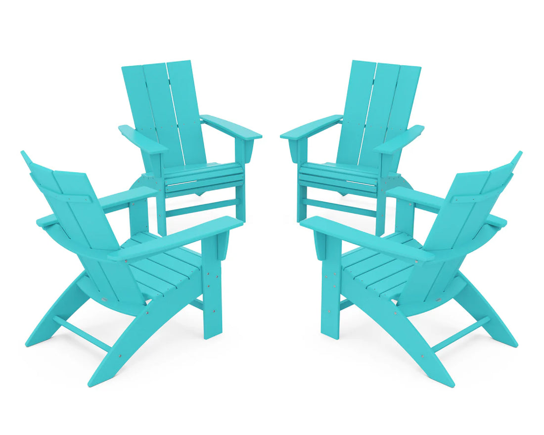 POLYWOOD 4-Piece Modern Curveback Adirondack Conversation Set