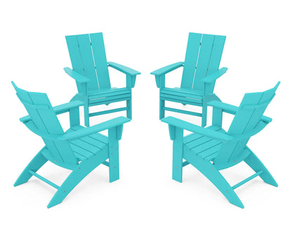 POLYWOOD 4-Piece Modern Curveback Adirondack Conversation Set