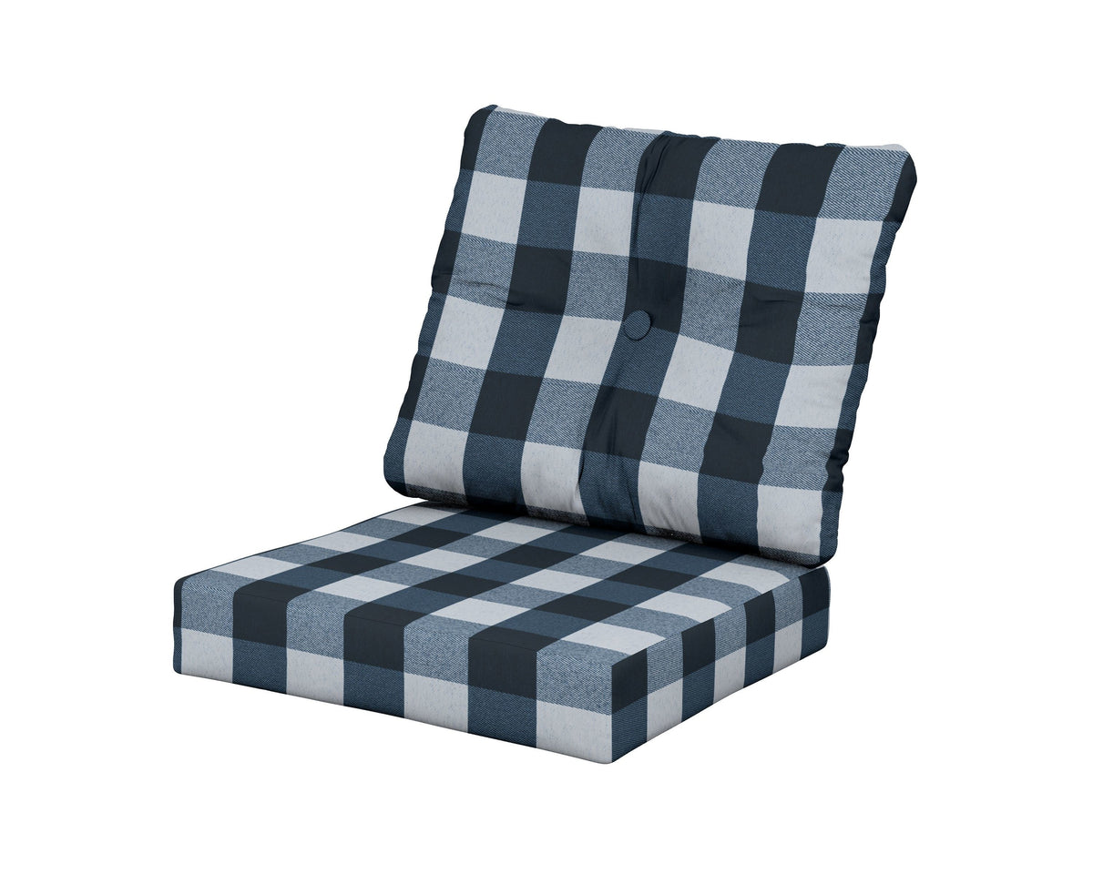 POLYWOOD Vineyard Seat/Back Cushion in Buffalo Plaid Marine Indigo