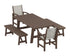 POLYWOOD Coastal 5-Piece Rustic Farmhouse Dining Set With Benches in Mahogany / Birch