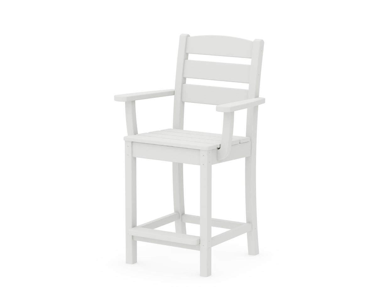 POLYWOOD Lakeside Counter Arm Chair in Vintage White