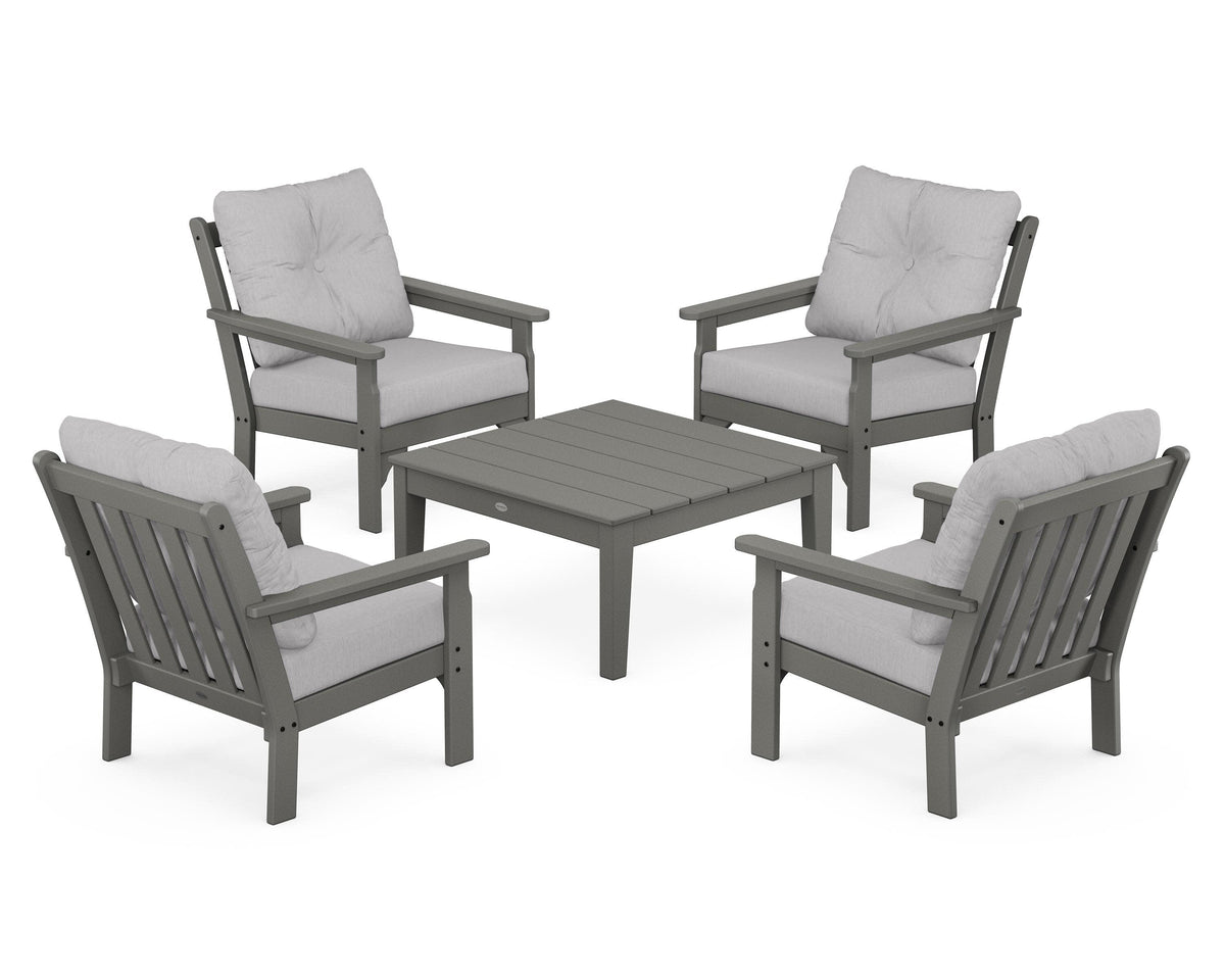 POLYWOOD Vineyard 5-Piece Deep Seating Conversation Set in Slate Grey / Granite