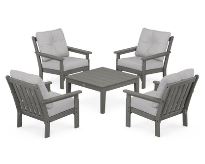 POLYWOOD Vineyard 5-Piece Deep Seating Conversation Set in Slate Grey / Granite