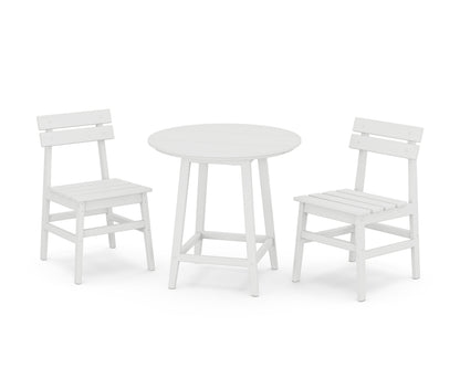 POLYWOOD Modern Studio Plaza Chair 3-Piece Round Bistro Dining Set in White