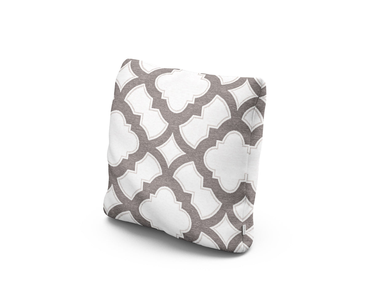 POLYWOOD 16" Outdoor Throw Pillow in Trellis Grey Mist