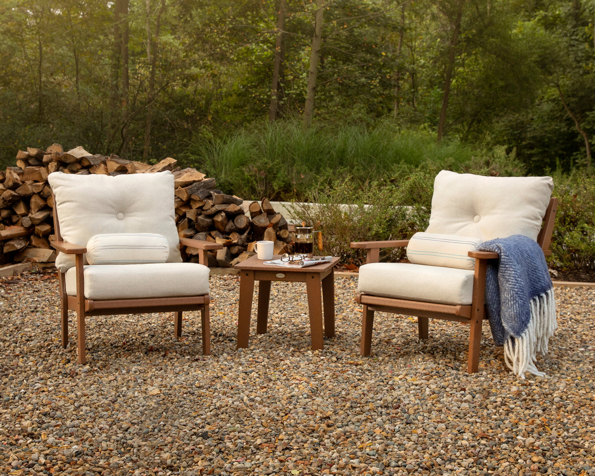 POLYWOOD Lakeside End Table in Teak in an outdoor setting