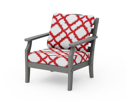 POLYWOOD Savannah Deep Seating Chair in Slate Grey / Trellis Crimson