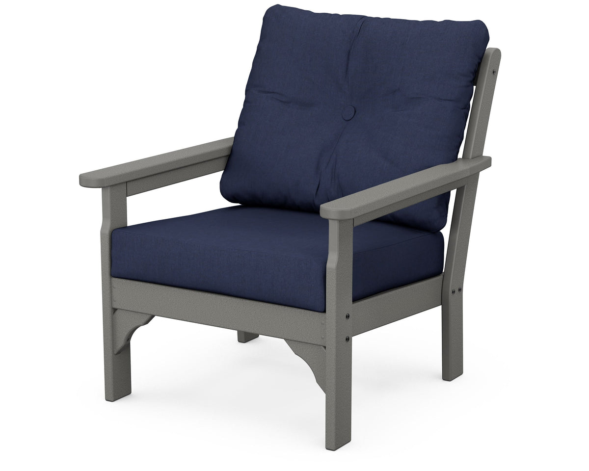 POLYWOOD Vineyard Deep Seating Chair in Slate Grey / Spectrum Indigo