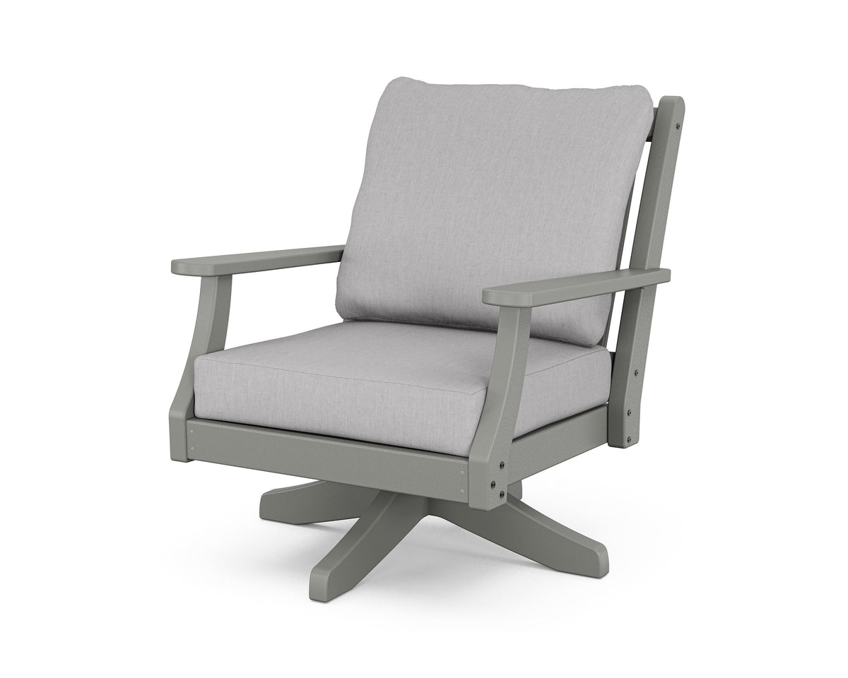 POLYWOOD Wovendale Deep Seating Swivel Chair in Slate Grey / Granite