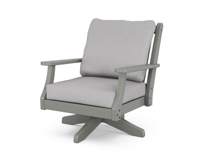 POLYWOOD Wovendale Deep Seating Swivel Chair in Slate Grey / Granite