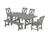 POLYWOOD Braxton 6-Piece Rustic Farmhouse Dining Set with Trestle Legs in Slate Grey