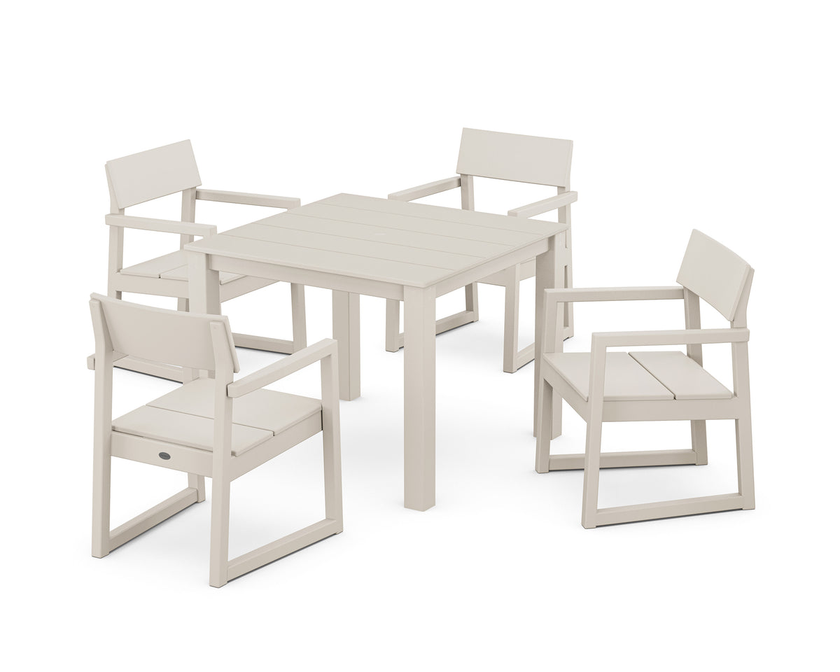 POLYWOOD EDGE 5-Piece Parsons Dining Set in Sand