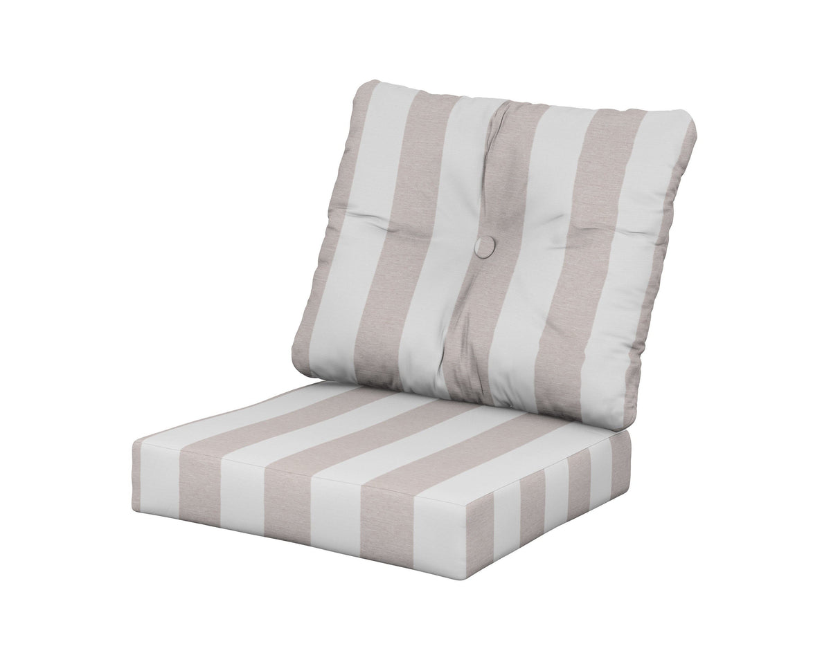 POLYWOOD Vineyard Seat/Back Cushion in Cabana Stripe Dune Burlap